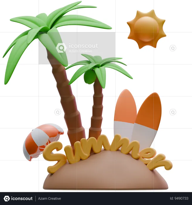 Summer Island  3D Icon