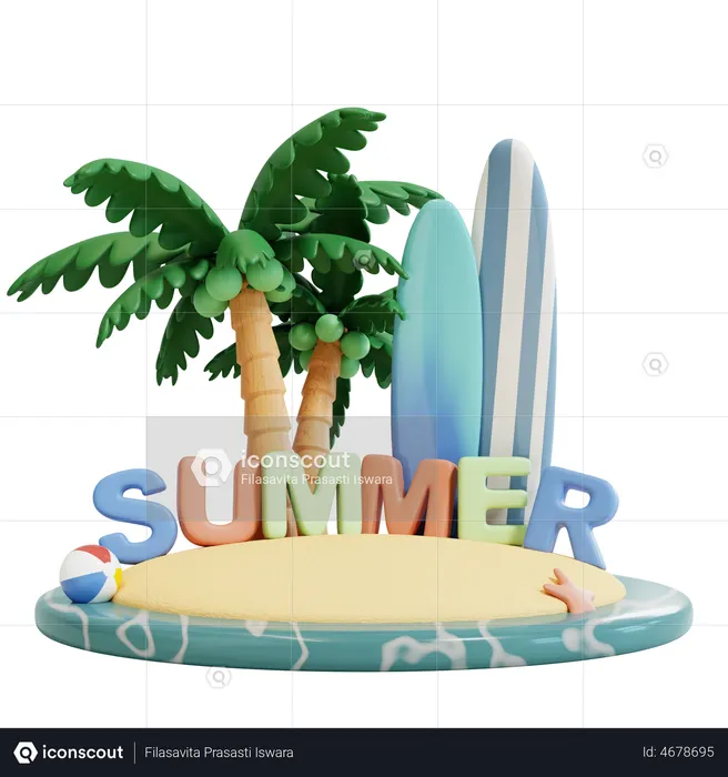 Summer Island  3D Illustration