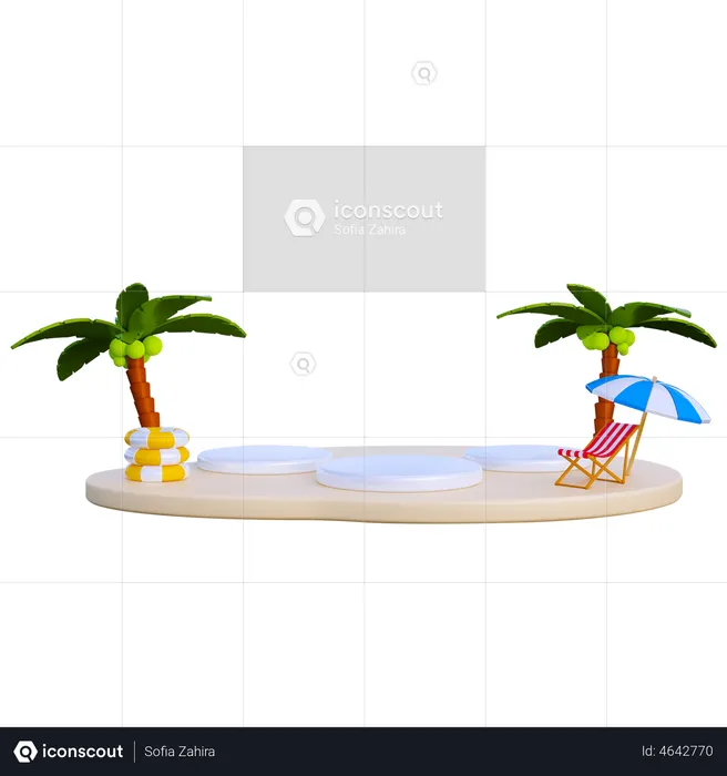 Summer Podium  3D Illustration