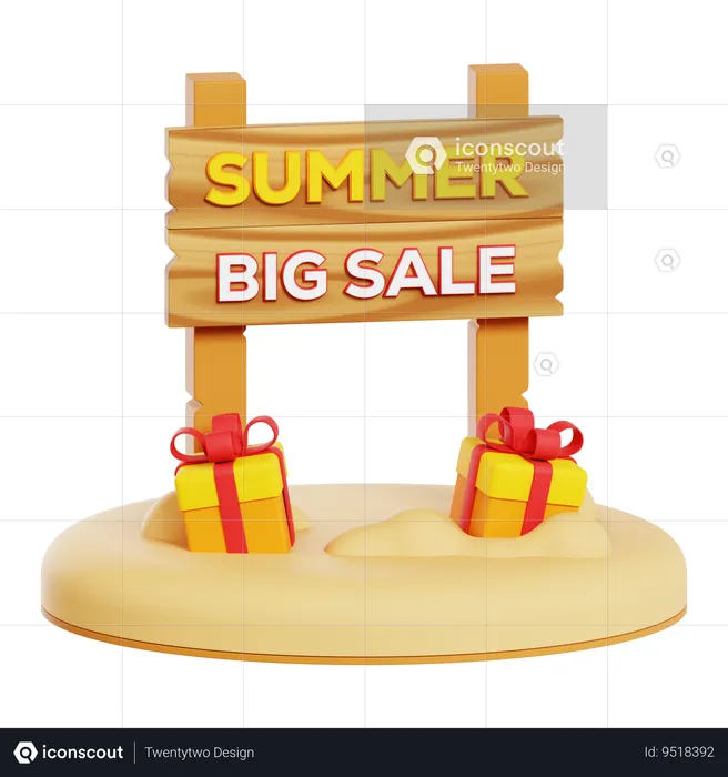 Summer Sale Board  3D Icon