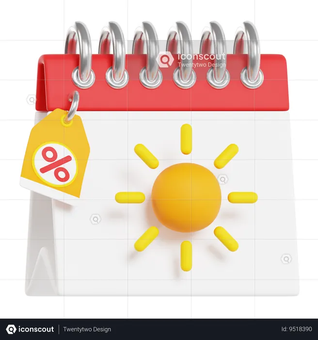 Summer Sale Calendar  3D Icon