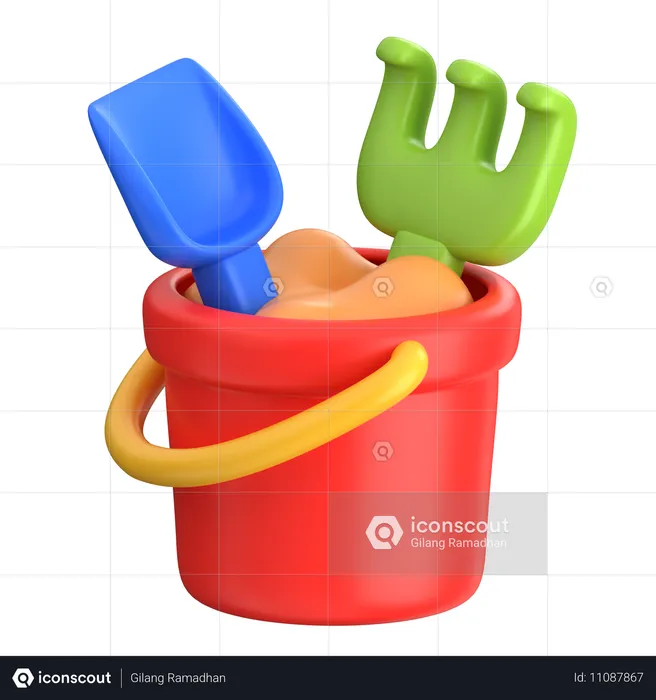 Summer Sand Bucket  3D Icon