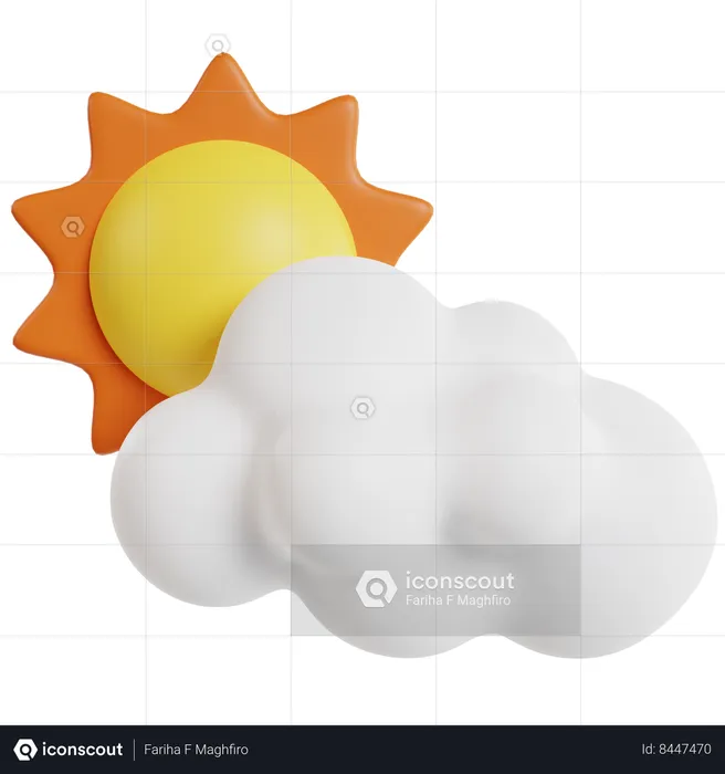 Summer Sun And Clouds In Space  3D Icon