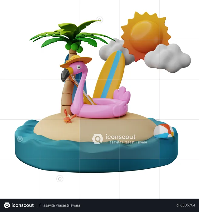 Summertime On The Island  3D Illustration
