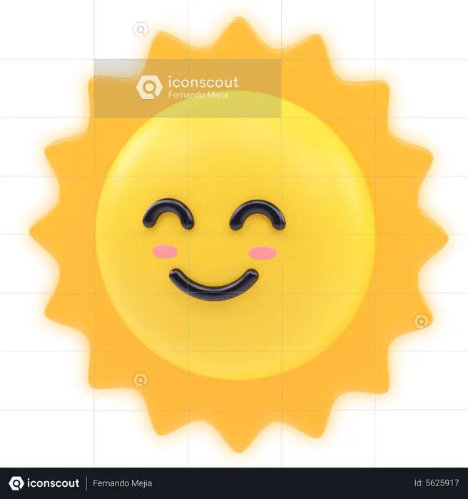 Sun Emoji 3D Sticker