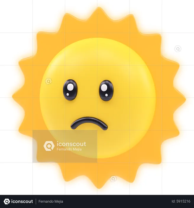 Sun Emoji 3D Sticker