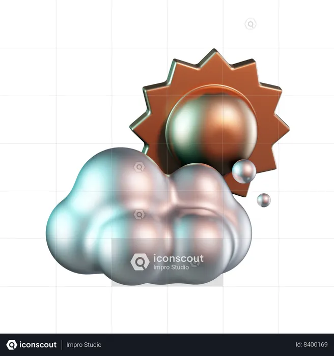 Sun and Cloud  3D Icon