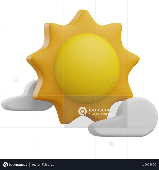 Sun And Cloud  3D Icon