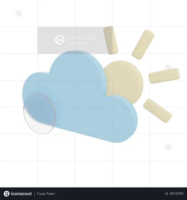 Sun And Cloud  3D Illustration