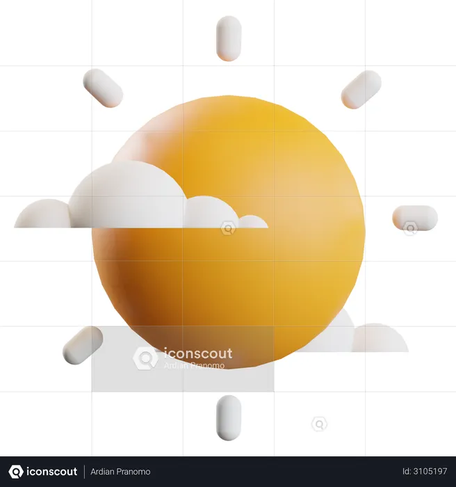 Sun And Cloud  3D Illustration