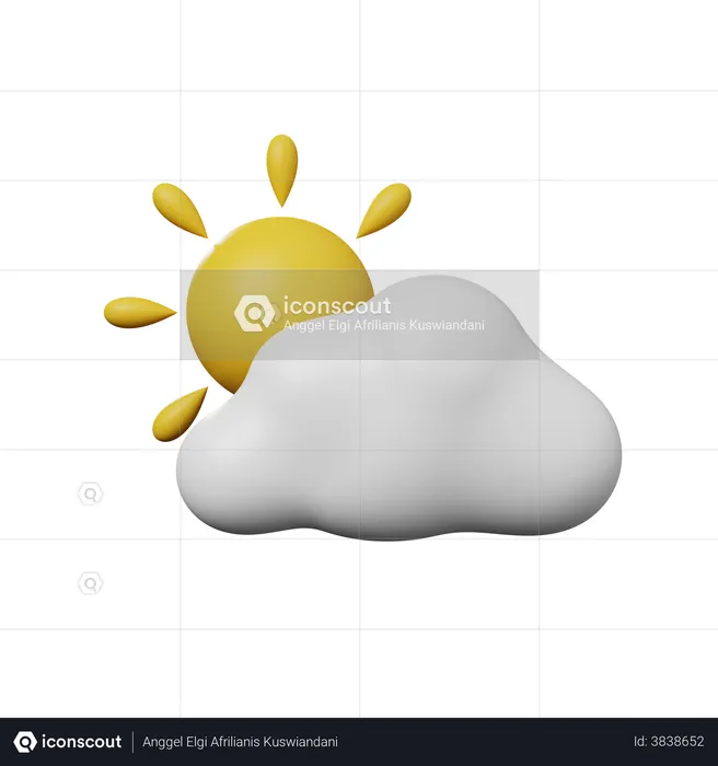 Sun And Cloud  3D Illustration