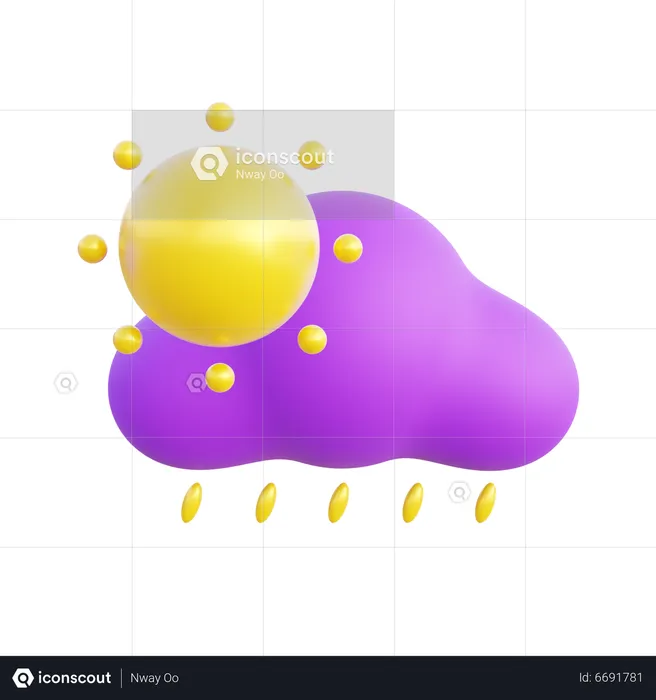 Sun and rain  3D Icon