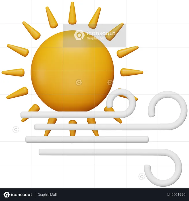 Sun and Windy  3D Icon