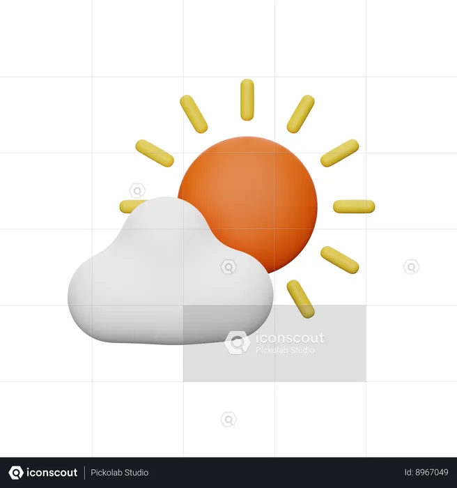 Sun cloud  3D Icon