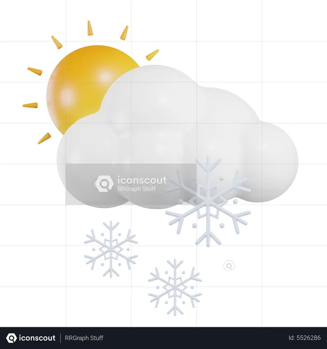 Sun Cloud Snow Rain  3D Icon