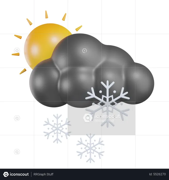 Sun Cloudy Snow Rain  3D Icon