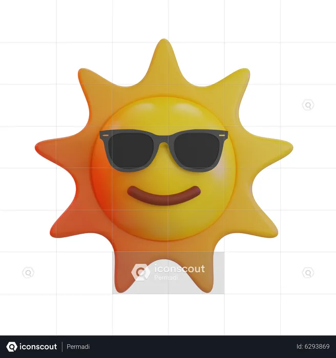Sun Cool Emoji Emoji 3D Icon