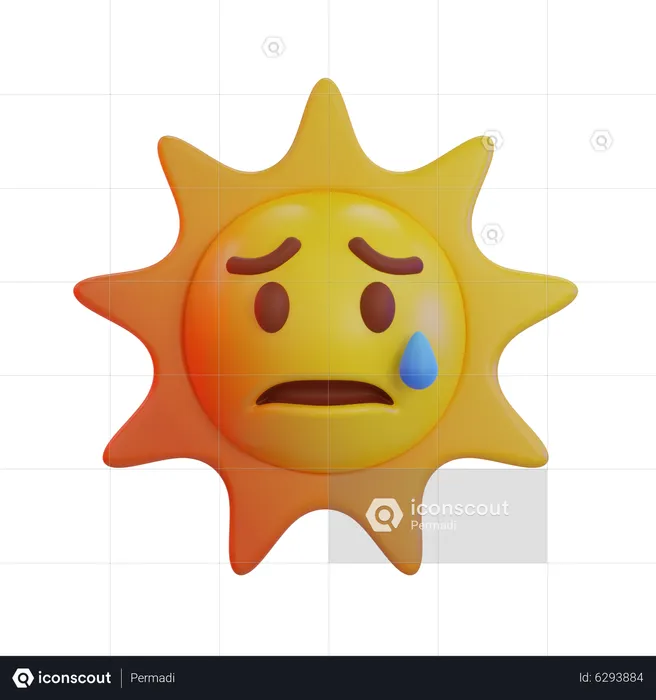 Sun Fearful Emoji Emoji 3D Icon