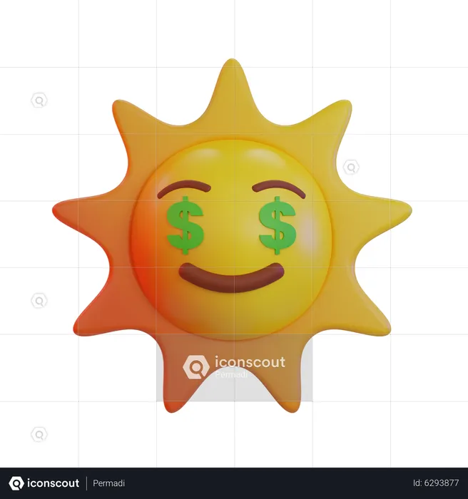 Sun Money Eye Emoji Emoji 3D Icon