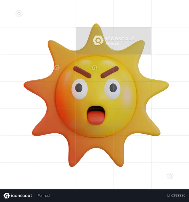 Sun Shocking Emoji Emoji 3D Icon