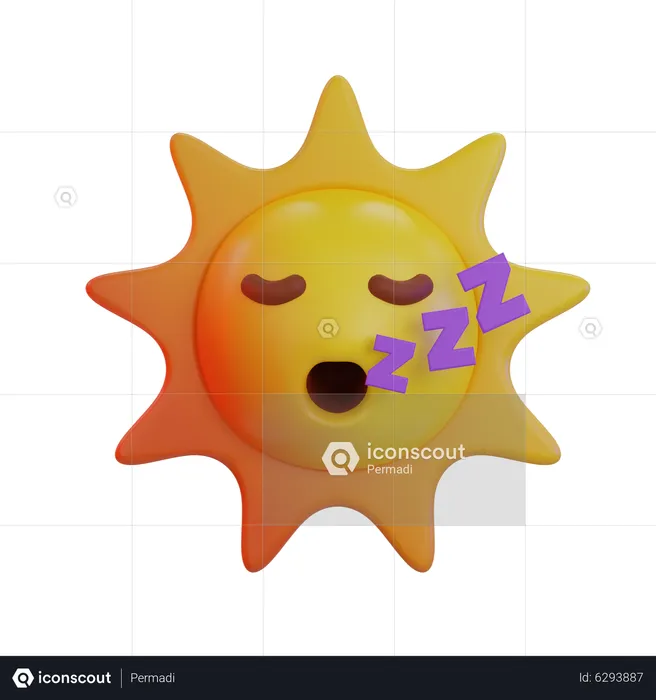 Sun Sleepy Emoji Emoji 3D Icon