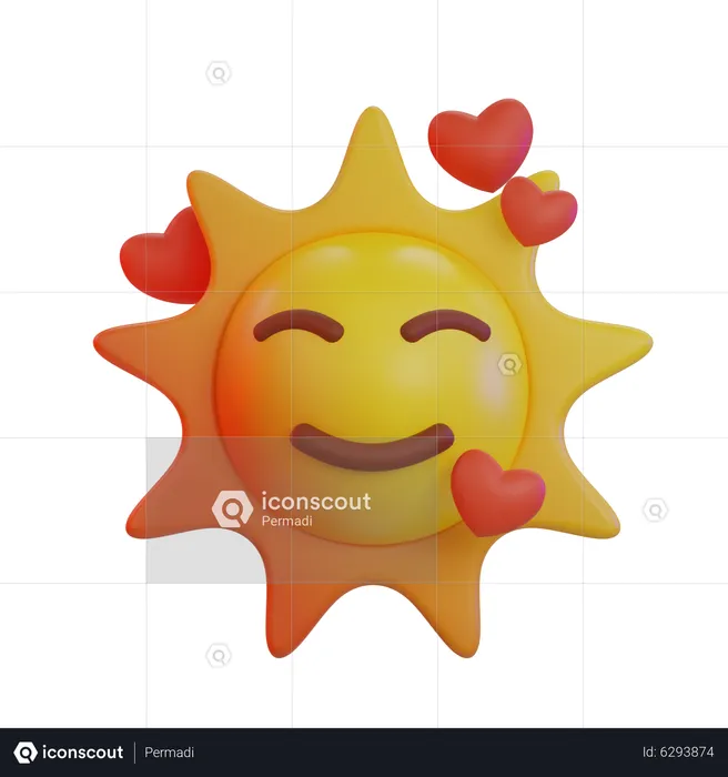Sun Very Happy Emoji Emoji 3D Icon