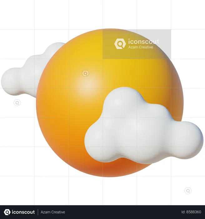 Sun With Cloud  3D Icon