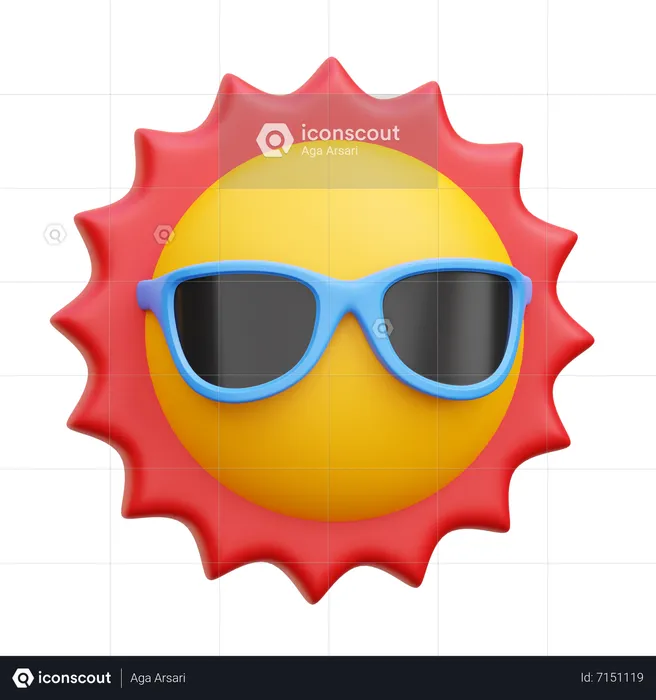 Sun With Glasses  3D Icon