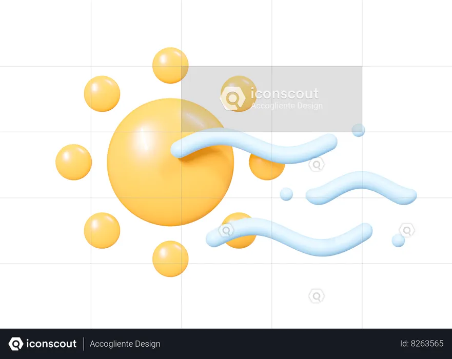 Sun With Wind  3D Icon