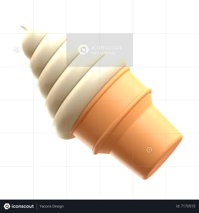Sundae Vanilla Soft Ice Cream Cone  3D Icon