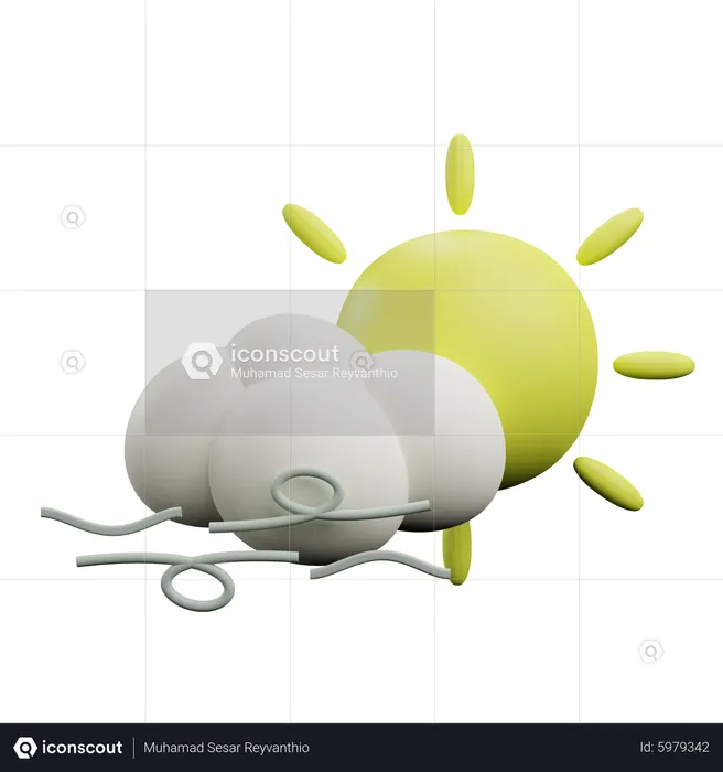Sunny and heavy windy  3D Icon