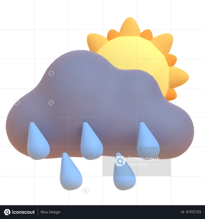 Sunny And Rainy  3D Illustration