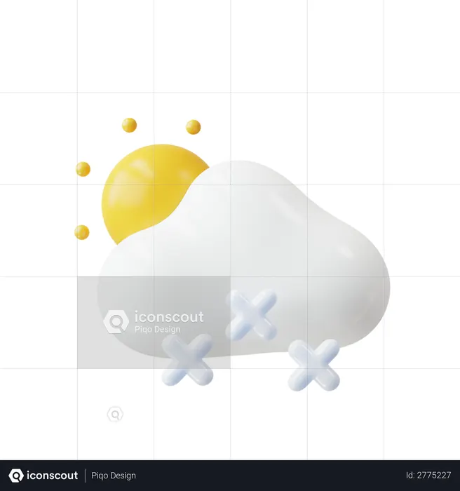 Sunny and snowfall  3D Icon