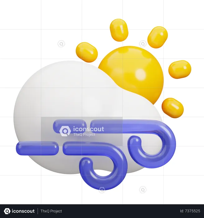 Sunny and Windy  3D Icon