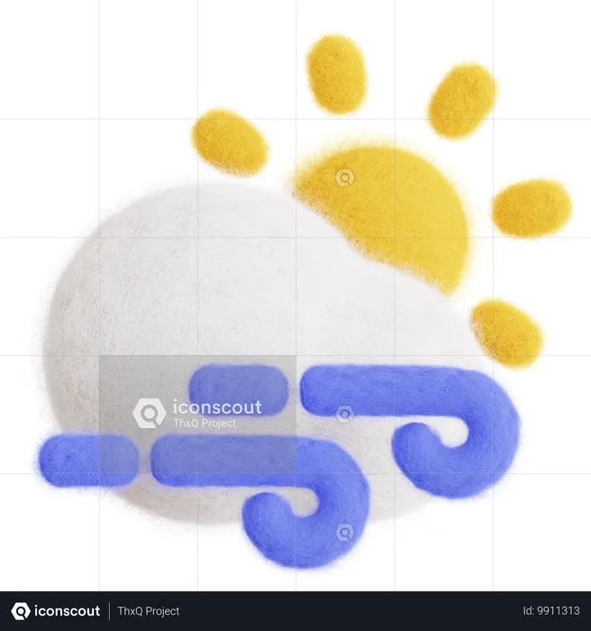 Sunny And Windy  3D Icon