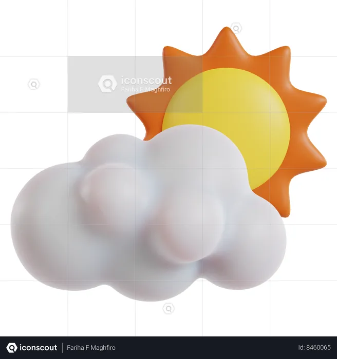 Sunny Cloudy Weather Contrast  3D Icon