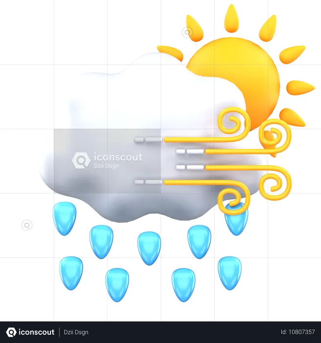 맑고 이슬비 바람  3D Icon