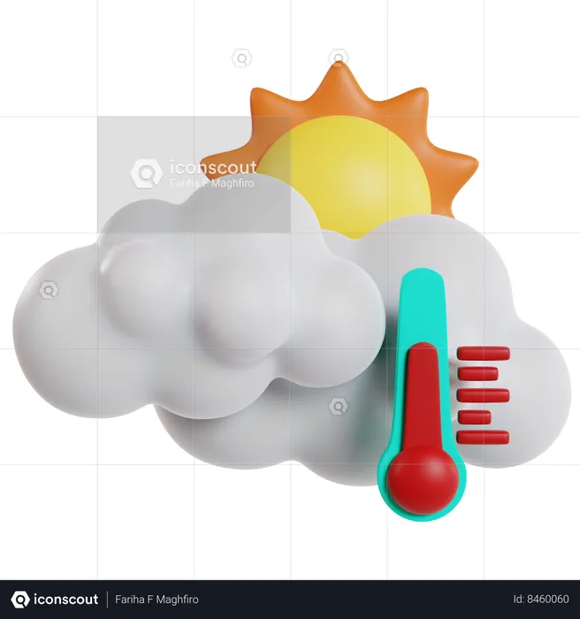 Sunny Hot Day Display Temperature  3D Icon