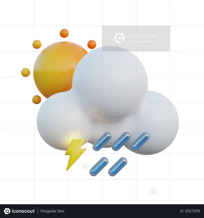 Sunny Rain And Thunder  3D Icon