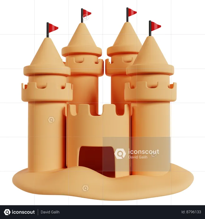 Sunny Sand Castle  3D Icon