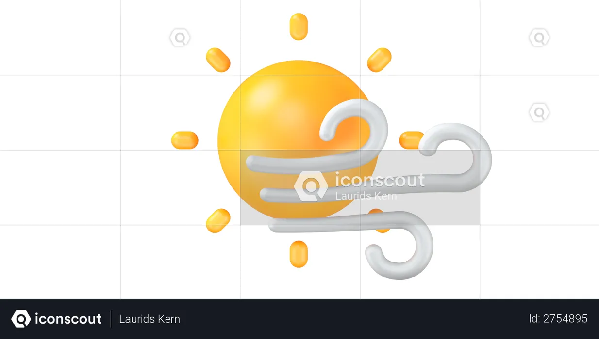 Sunny weather with wind  3D Illustration