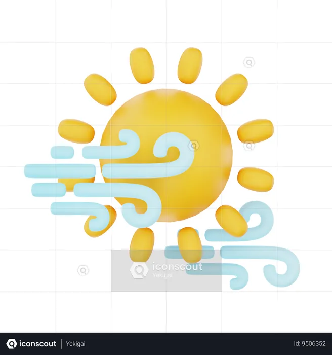Sunny Windy Day Without Cloud  3D Icon