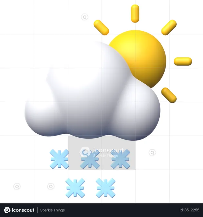 Sunny with Snow  3D Icon