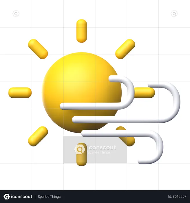 Sunny With Wind  3D Icon