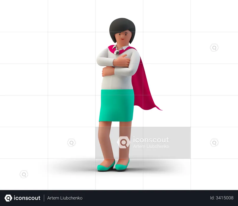 Super Businesswoman  3D Illustration