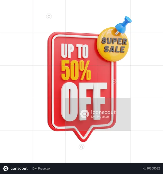 Super promoção 50% de desconto  3D Icon