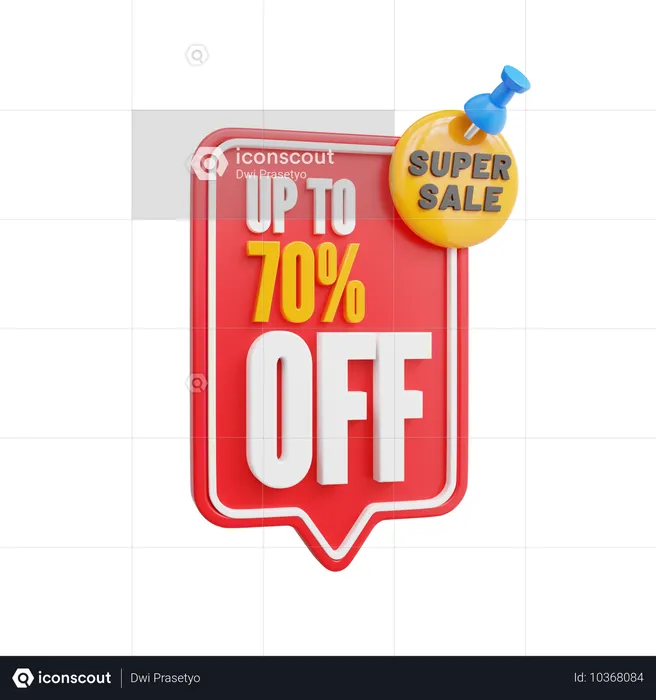 Super promoção 70% de desconto  3D Icon