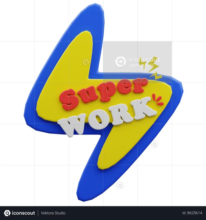 Marque Super Work Word  3D Sticker