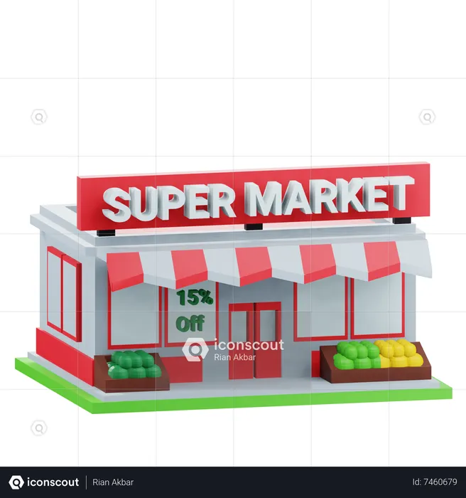 Supermarket Building  3D Icon