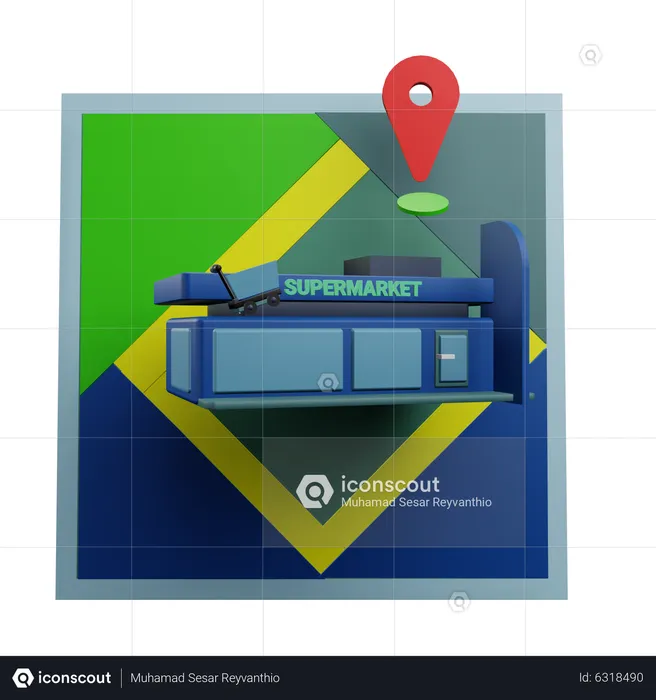 Localização do supermercado  3D Icon